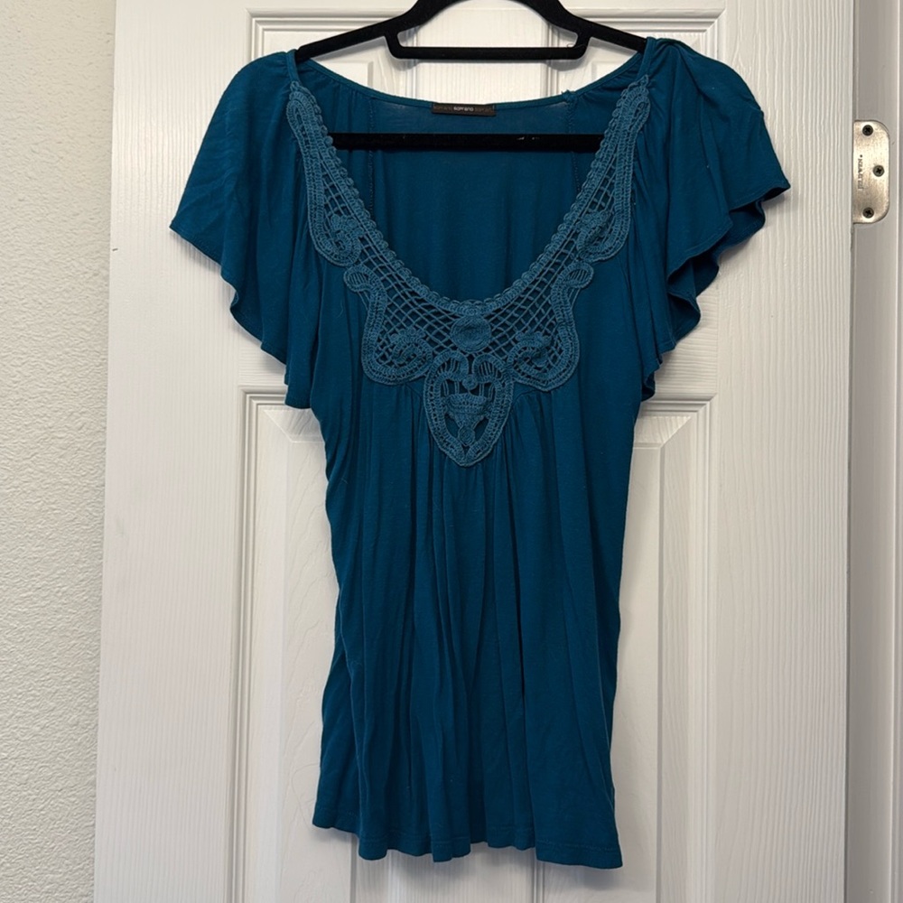 Blue Crochet Detail Top